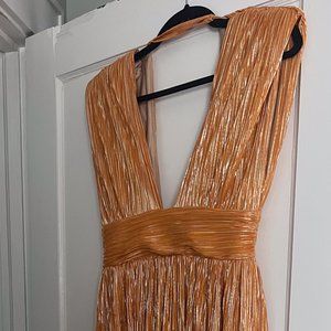 Sabina Musayev Luciana Midi Dress in Orange Metallic Size M